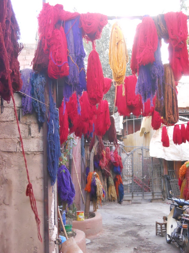 wool drying in the dyers' souk